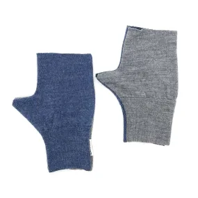 Fingerless Mittens | Grey & Blue