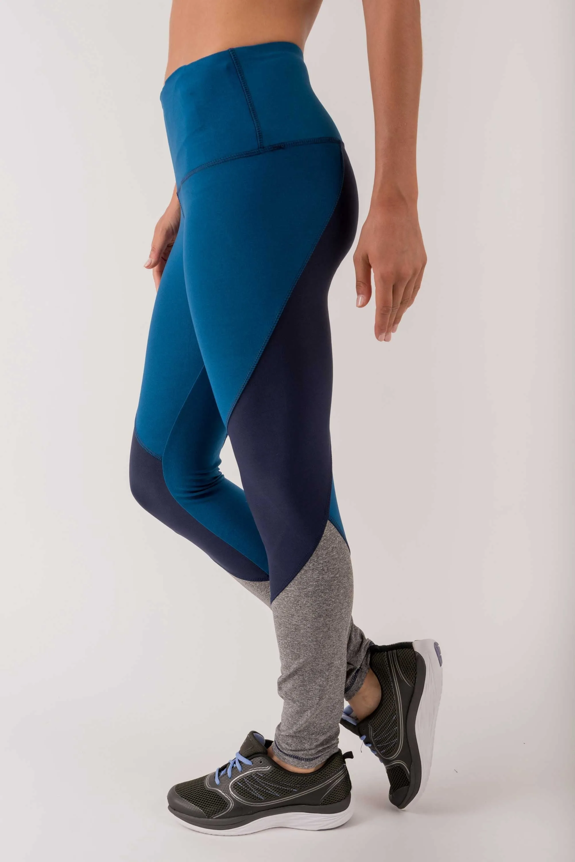 Full Length Color Block Mid Rise Lightweight Yoga Leggings