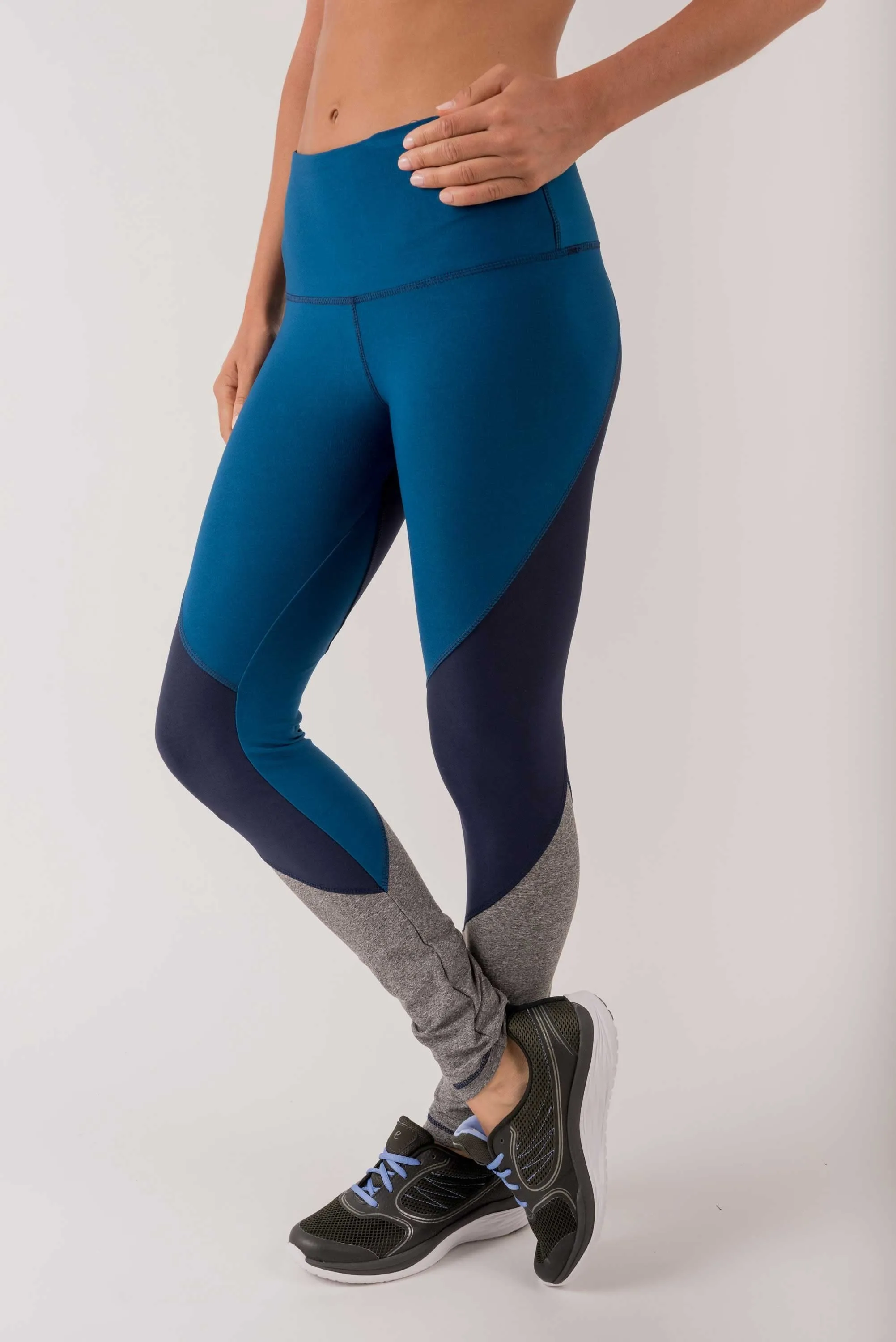 Full Length Color Block Mid Rise Lightweight Yoga Leggings