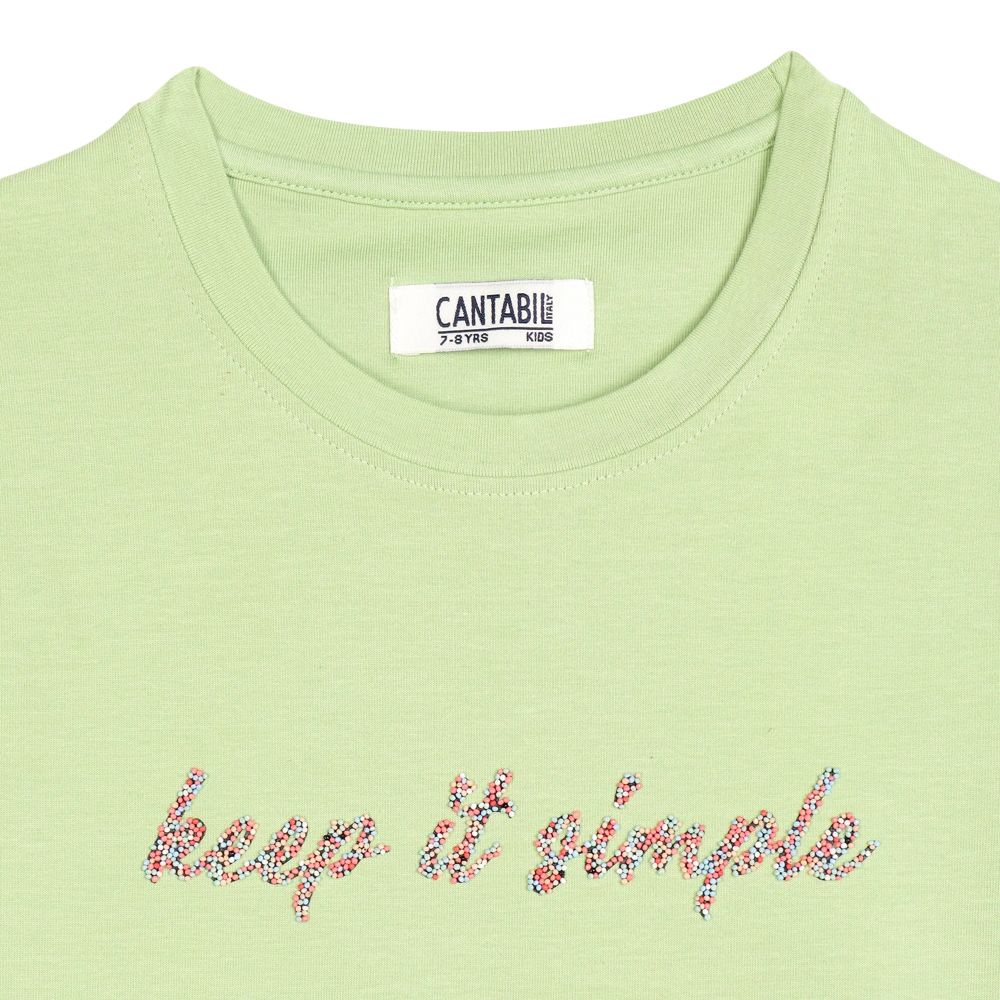 Girls Casual Light Green Half Sleeves  T-Shirt