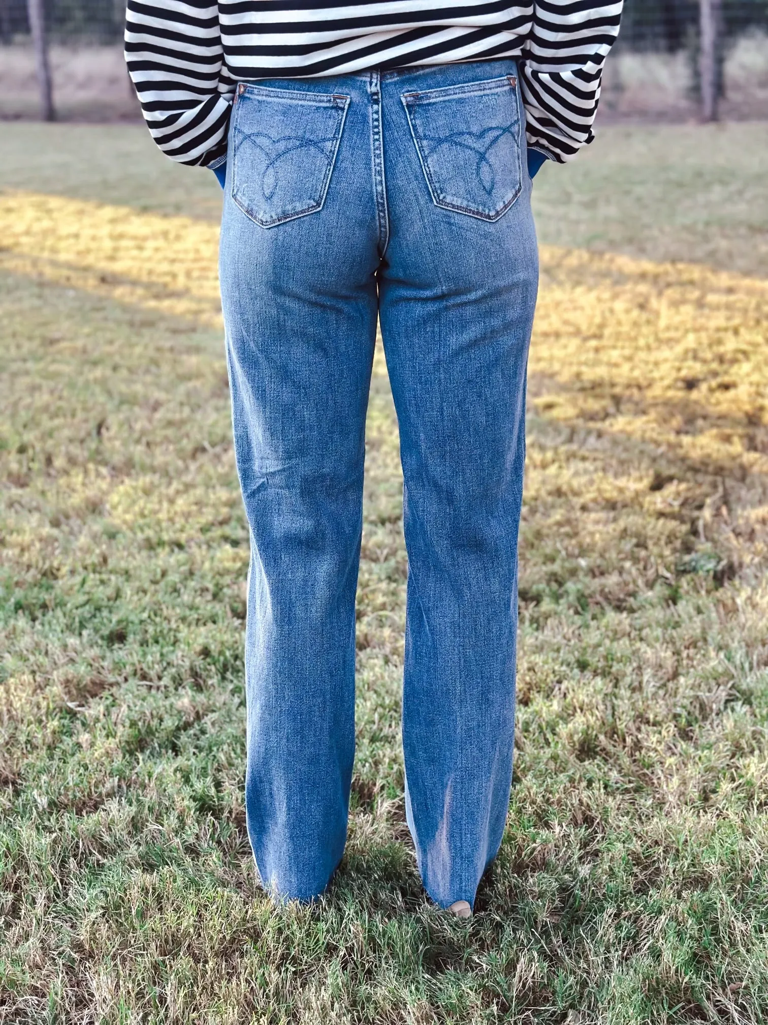 Haley High Waisted Judy Blue Raw Hem Straight Leg Jeans