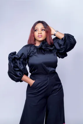 Ifunnaya raw silk ruffle top