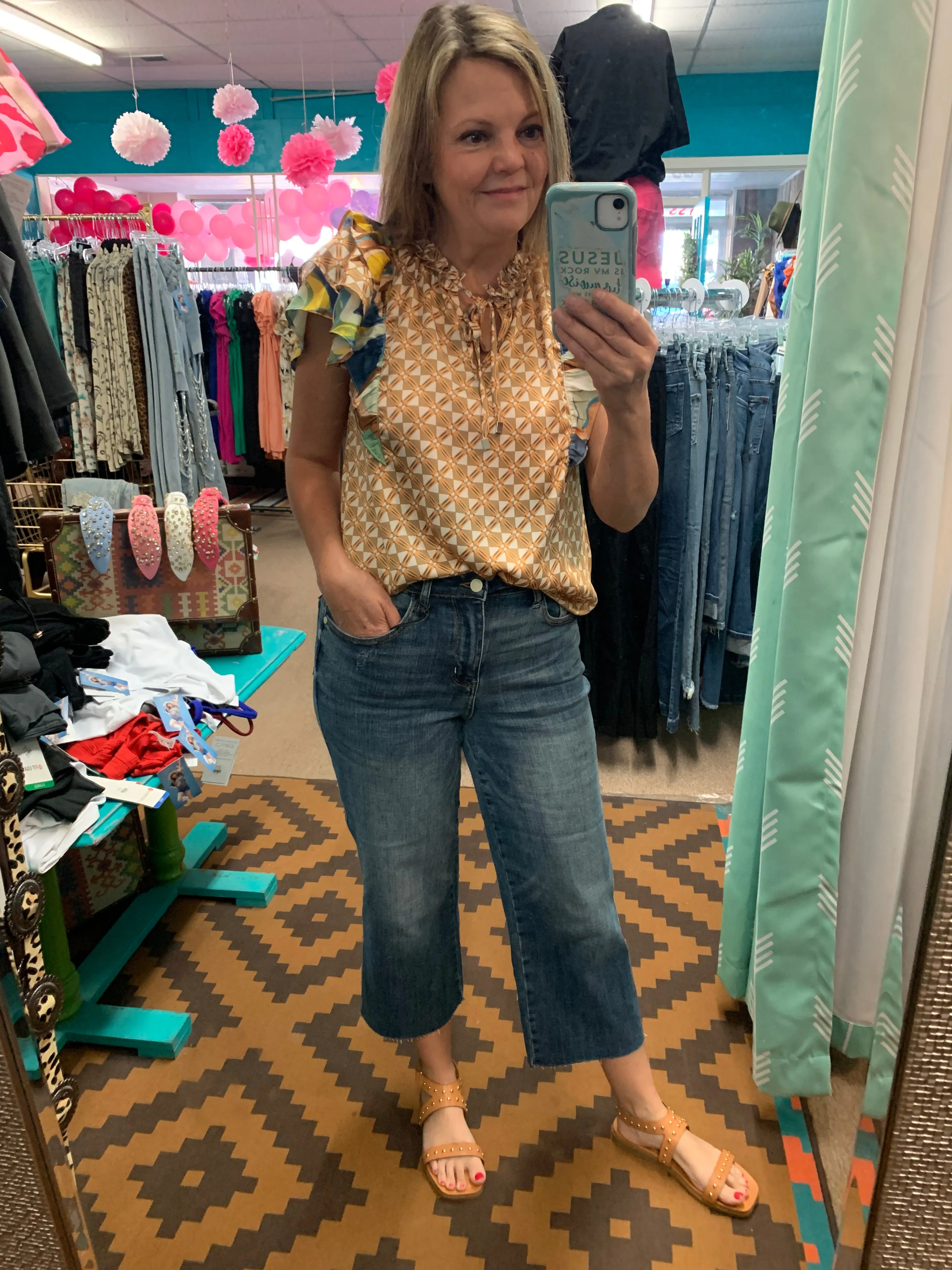 Judy Blue Embroidery Crop Wide Jeans