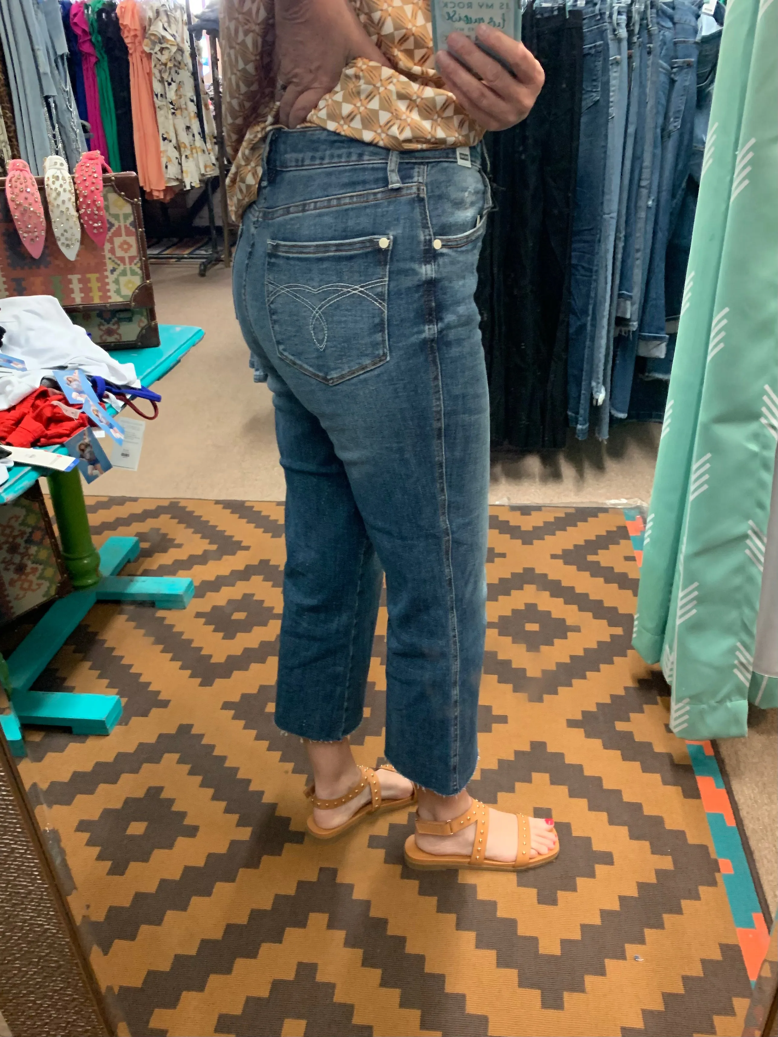 Judy Blue Embroidery Crop Wide Jeans