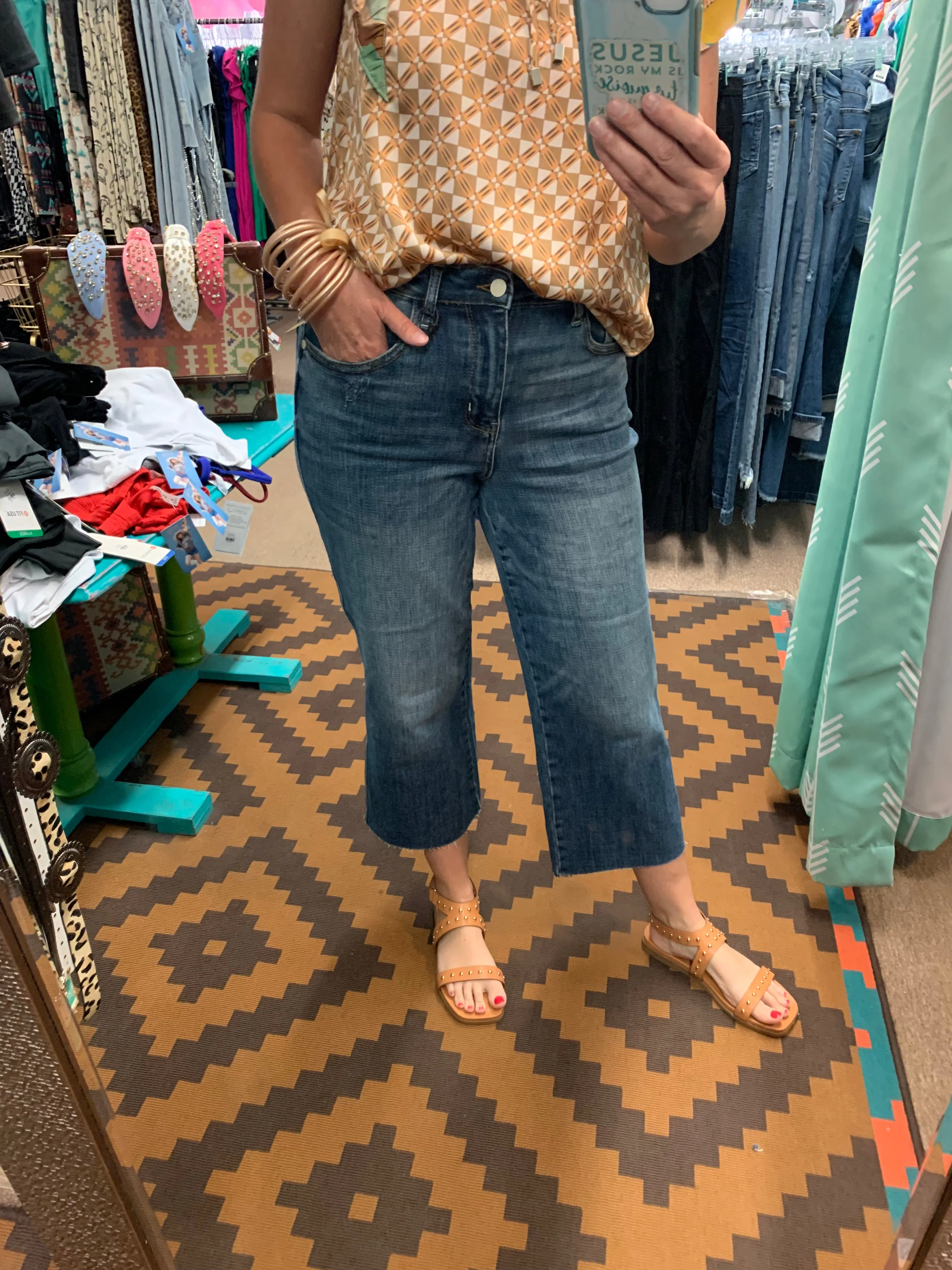 Judy Blue Embroidery Crop Wide Jeans