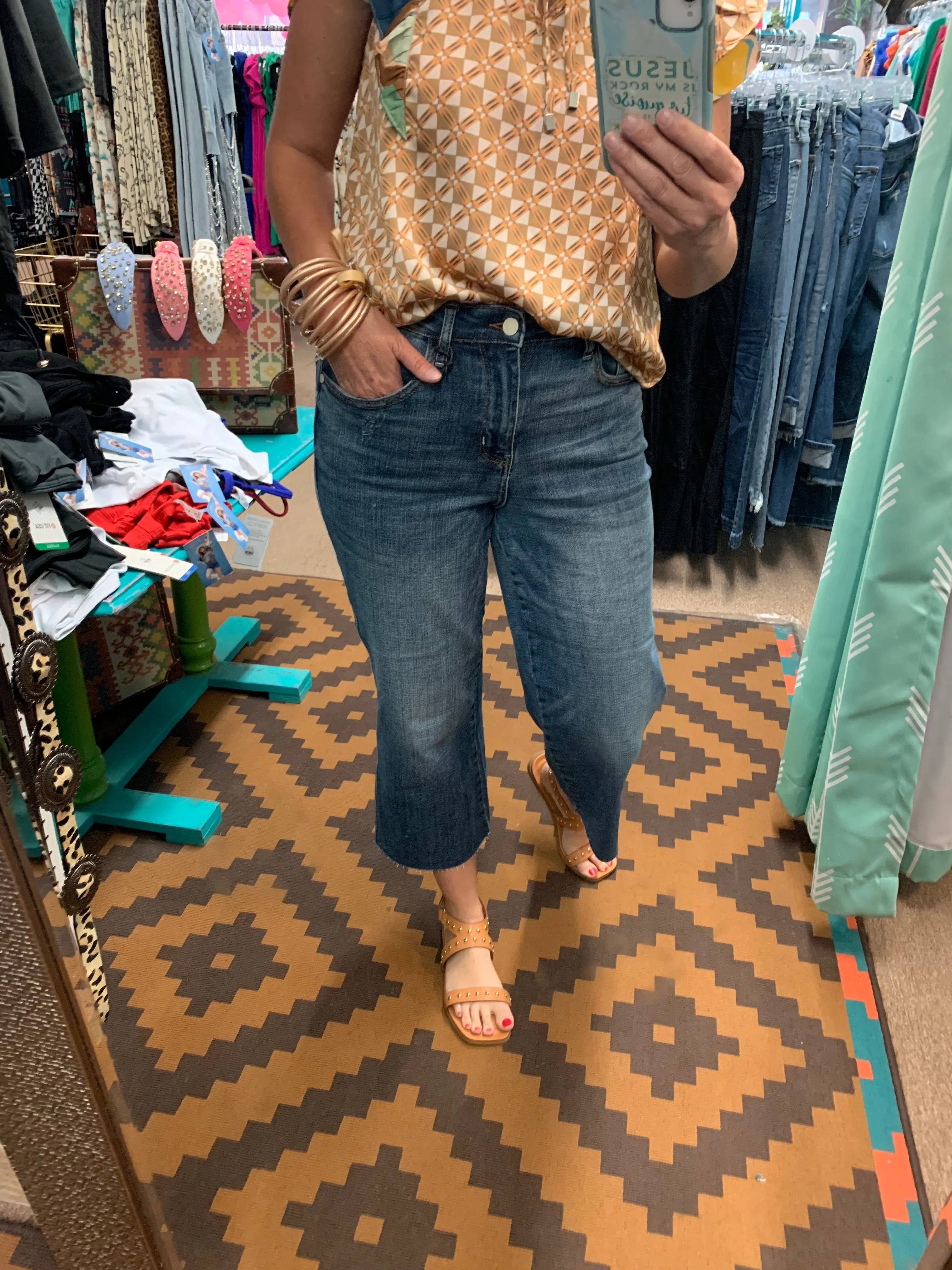 Judy Blue Embroidery Crop Wide Jeans