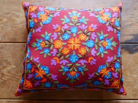 Kashmiri large pillow "Shanti" 24" cushion cover | For floor seating spaces hand embroidered - Cover only