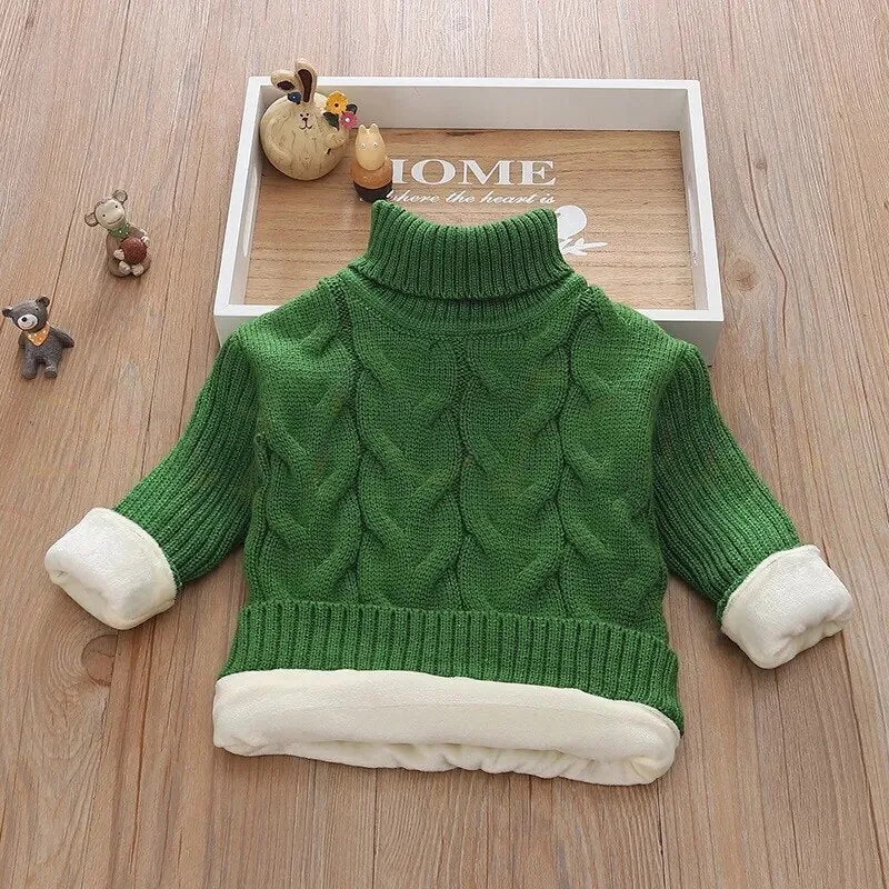 Kids Boy Girl Thick Knitted Turtleneck Sweaters