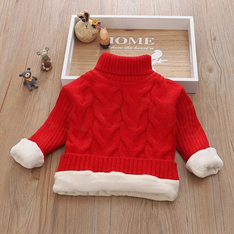 Kids Boy Girl Thick Knitted Turtleneck Sweaters