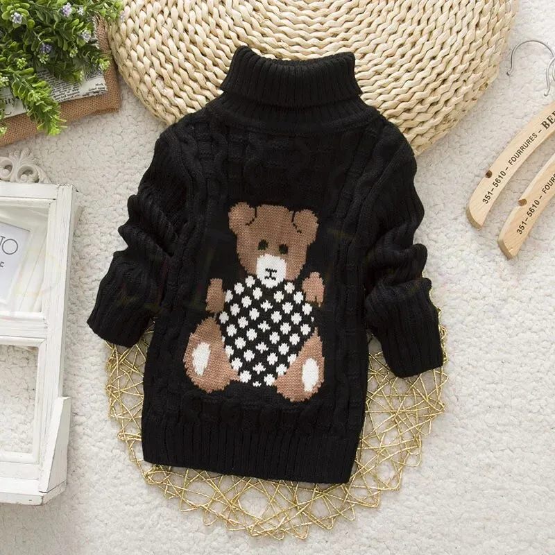 Kids Boy Girl Thick Knitted Turtleneck Sweaters