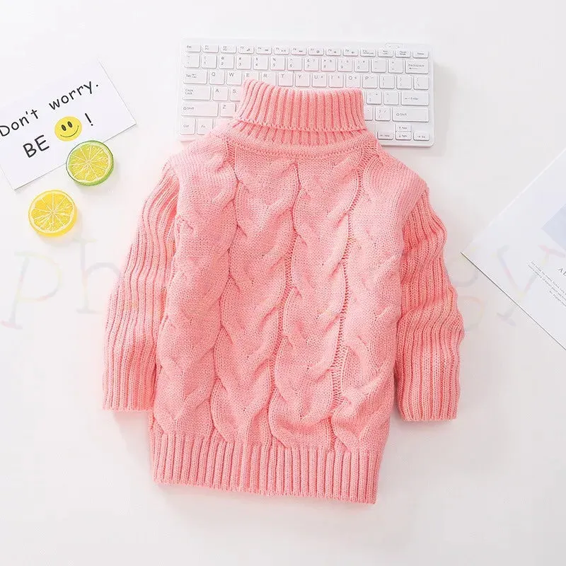 Kids Boy Girl Thick Knitted Turtleneck Sweaters