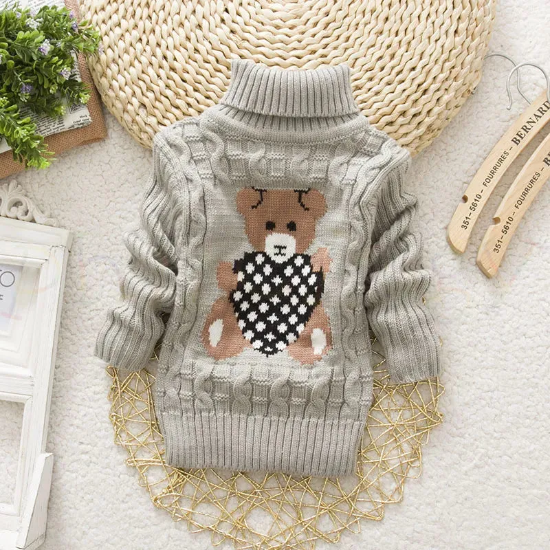 Kids Boy Girl Thick Knitted Turtleneck Sweaters