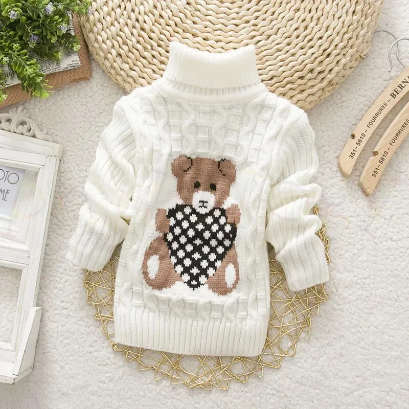 Kids Boy Girl Thick Knitted Turtleneck Sweaters