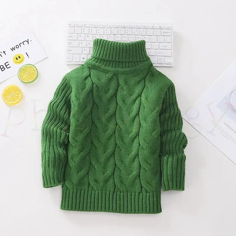 Kids Boy Girl Thick Knitted Turtleneck Sweaters