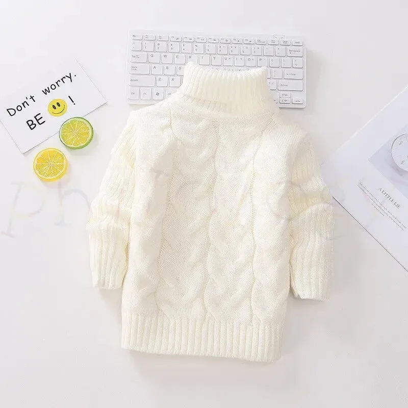 Kids Boy Girl Thick Knitted Turtleneck Sweaters