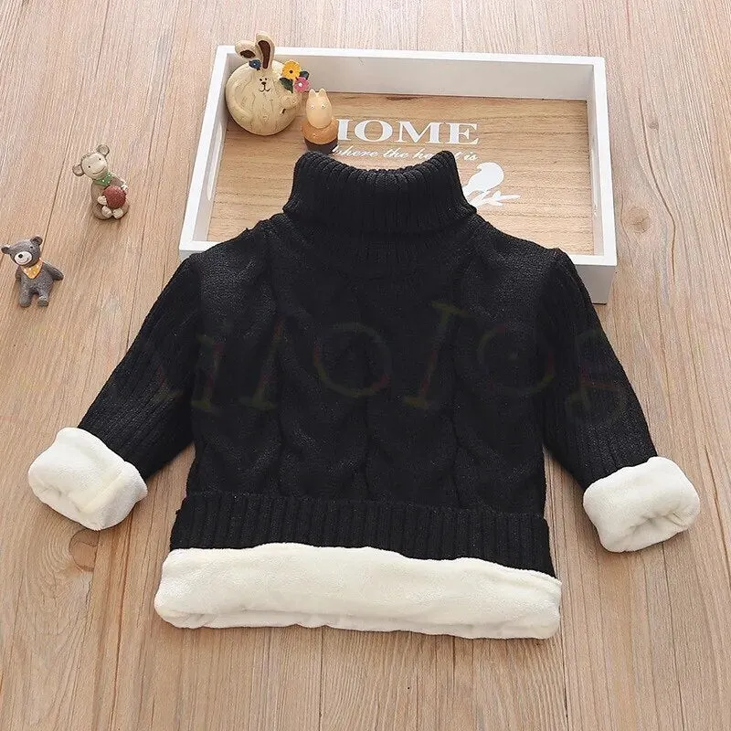 Kids Boy Girl Thick Knitted Turtleneck Sweaters