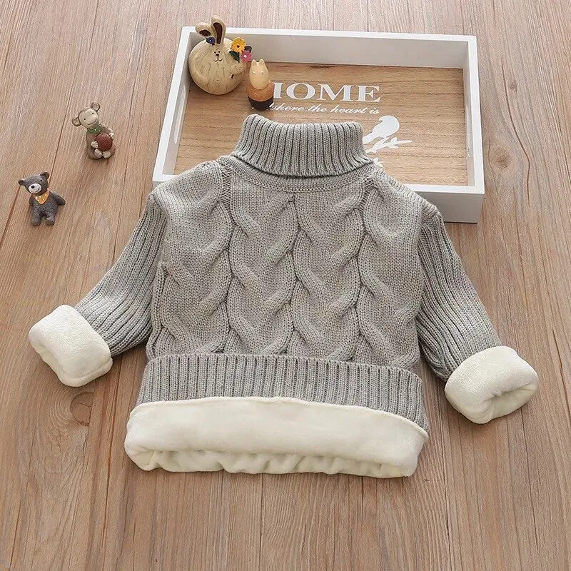 Kids Boy Girl Thick Knitted Turtleneck Sweaters