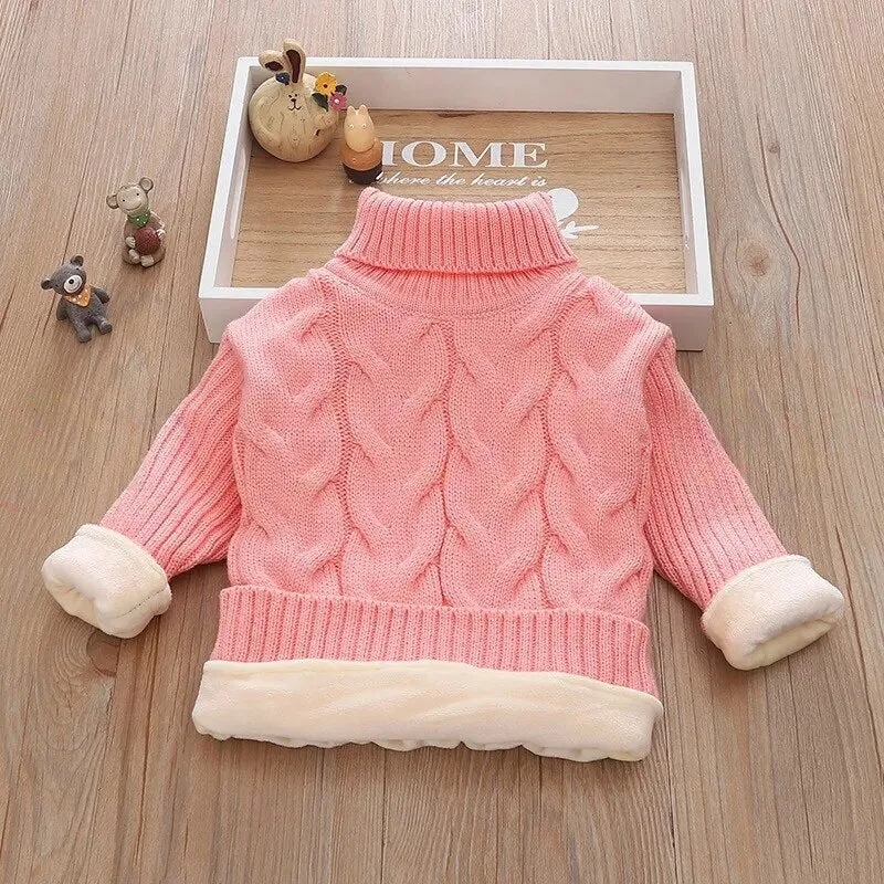 Kids Boy Girl Thick Knitted Turtleneck Sweaters
