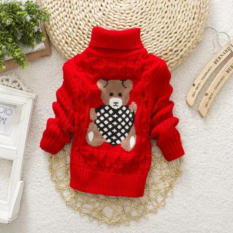 Kids Boy Girl Thick Knitted Turtleneck Sweaters