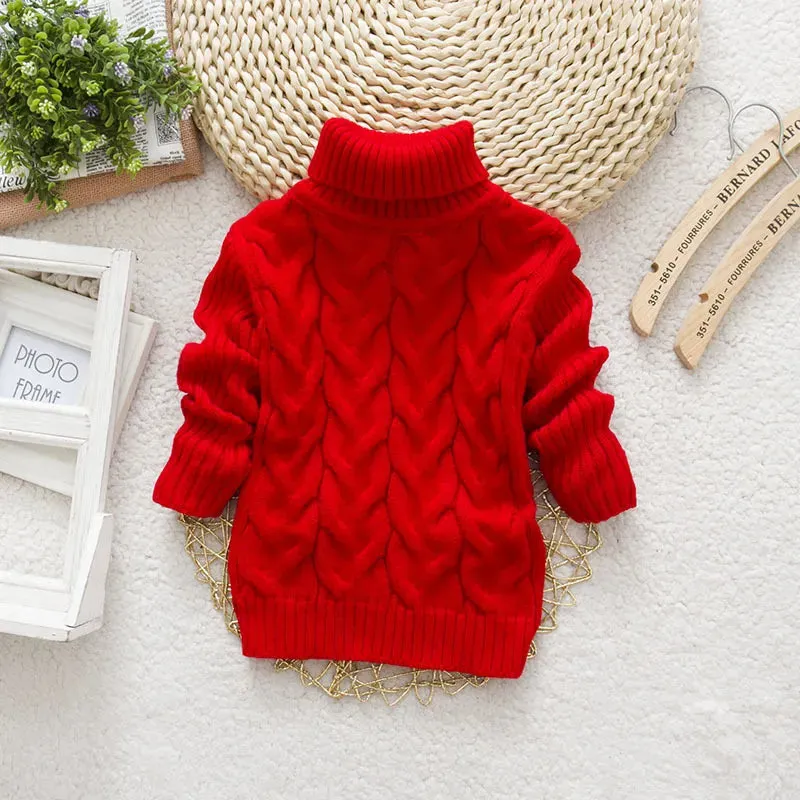 Kids Boy Girl Thick Knitted Turtleneck Sweaters