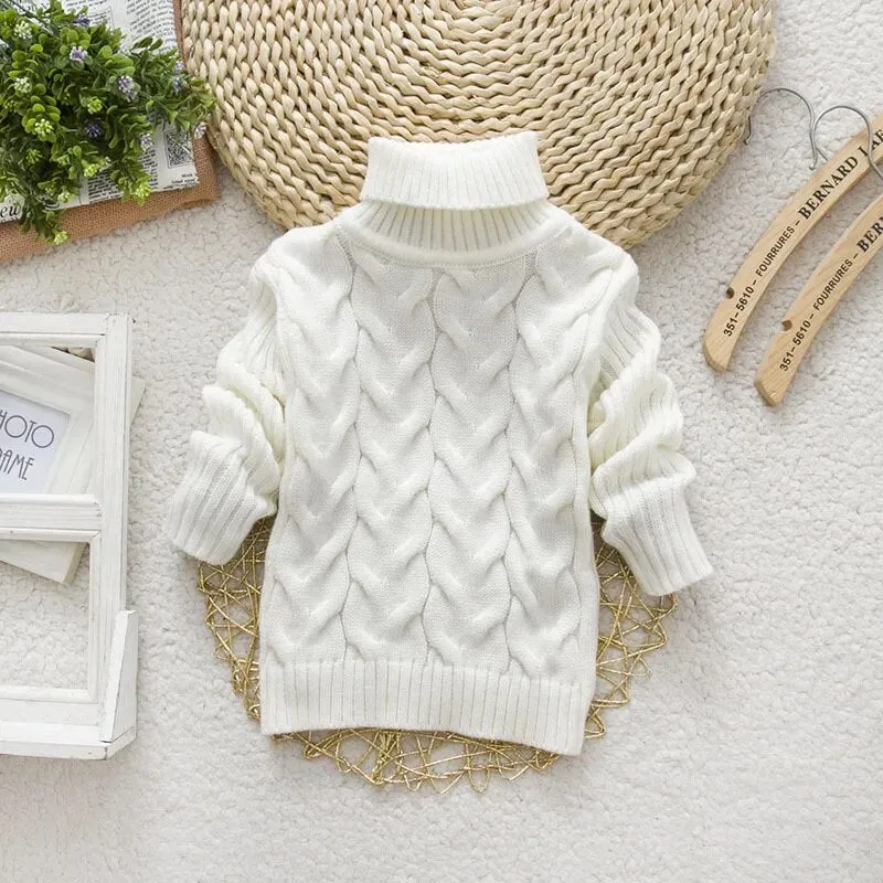 Kids Boy Girl Thick Knitted Turtleneck Sweaters