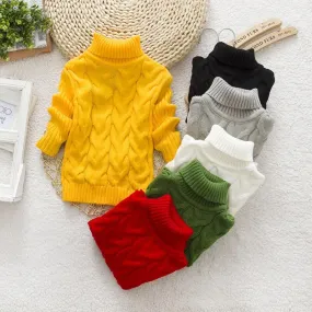 Kids Boy Girl Thick Knitted Turtleneck Sweaters