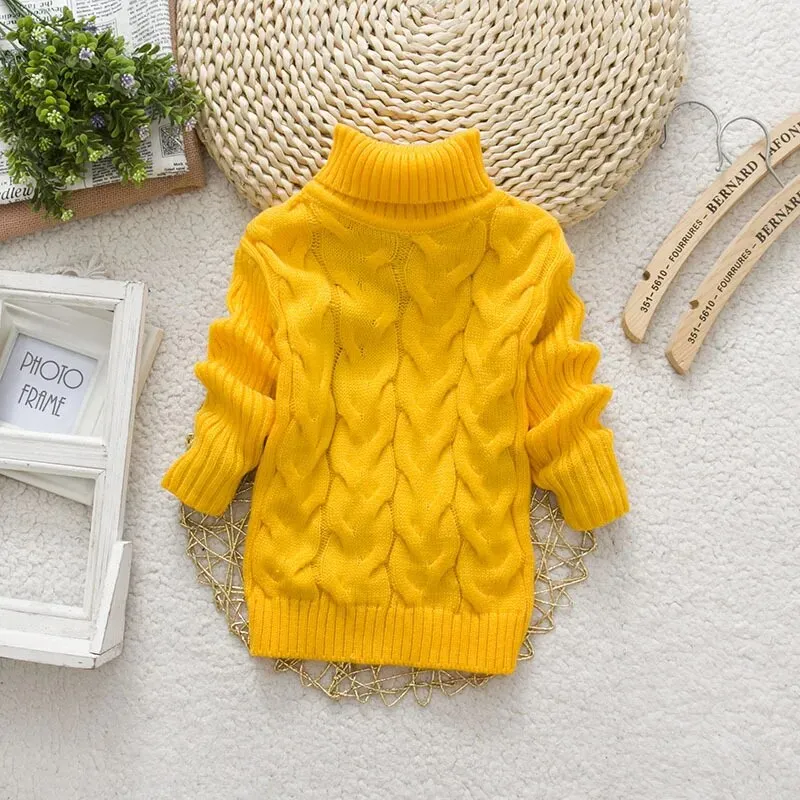 Kids Boy Girl Thick Knitted Turtleneck Sweaters