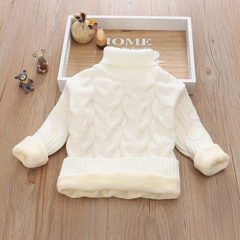 Kids Boy Girl Thick Knitted Turtleneck Sweaters