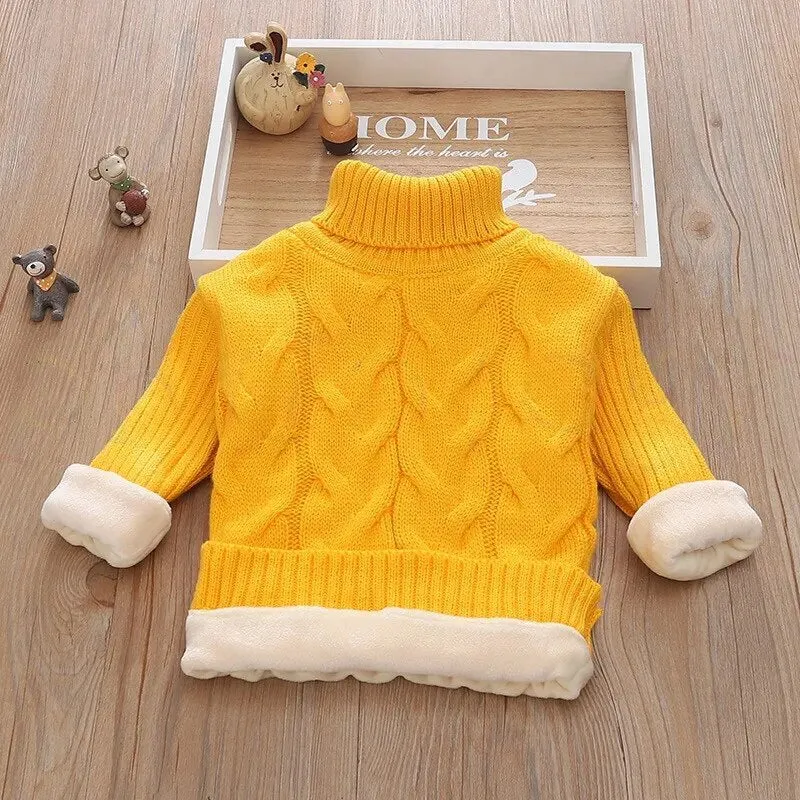 Kids Boy Girl Thick Knitted Turtleneck Sweaters