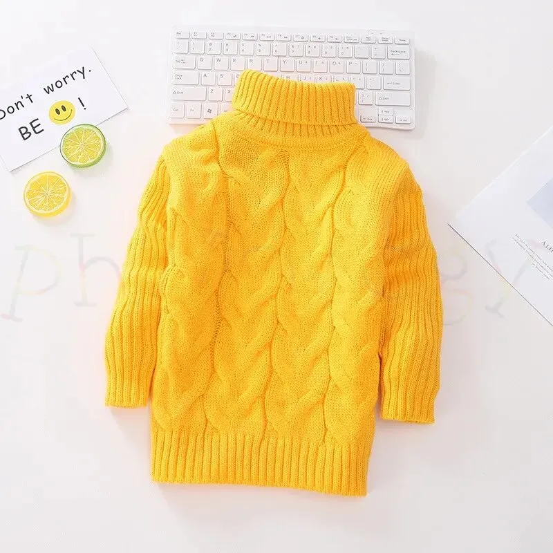 Kids Boy Girl Thick Knitted Turtleneck Sweaters