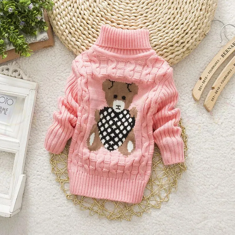 Kids Boy Girl Thick Knitted Turtleneck Sweaters
