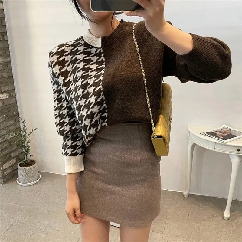 Knitted Checkered Warm Vintage Thick Sweaters