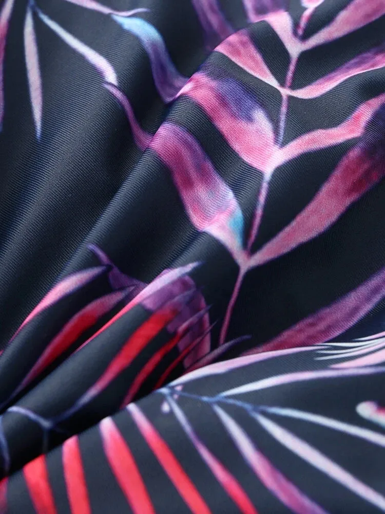 Men Leaf Printed Breathable Swim Briefs