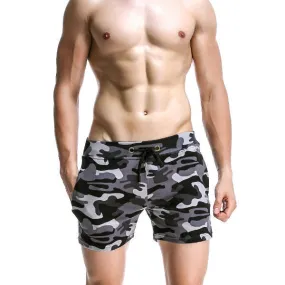 Mens Camo Home Shorts Breathable Elastic Waist Drawstring Casual Sports Shorts