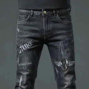 Men's Casual Slim Patched Comfortable High-Quality Jeans