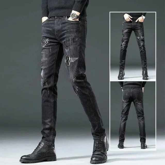Men's Casual Slim Patched Comfortable High-Quality Jeans
