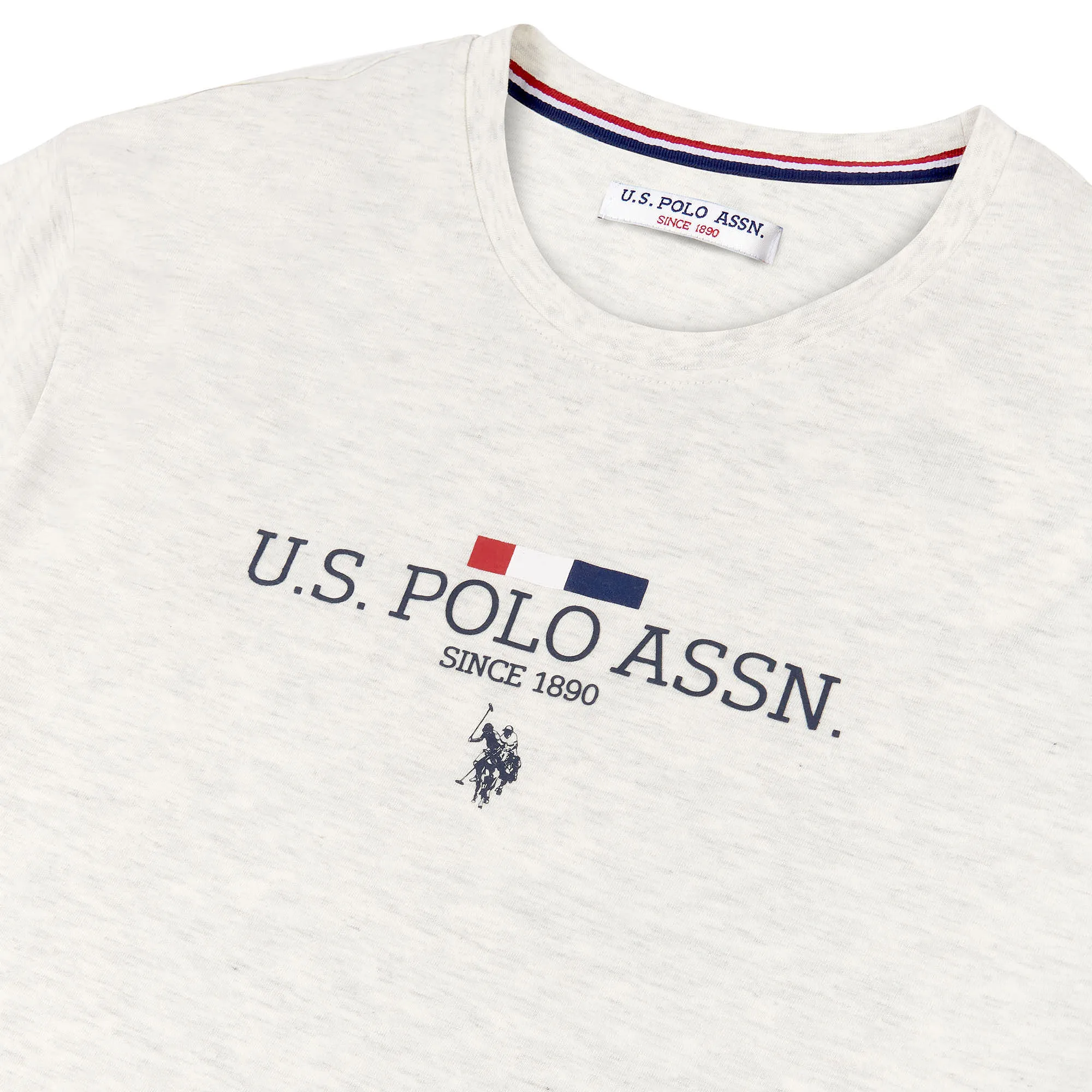 Mens Stacked Heritage T-Shirt in Light Grey Marl