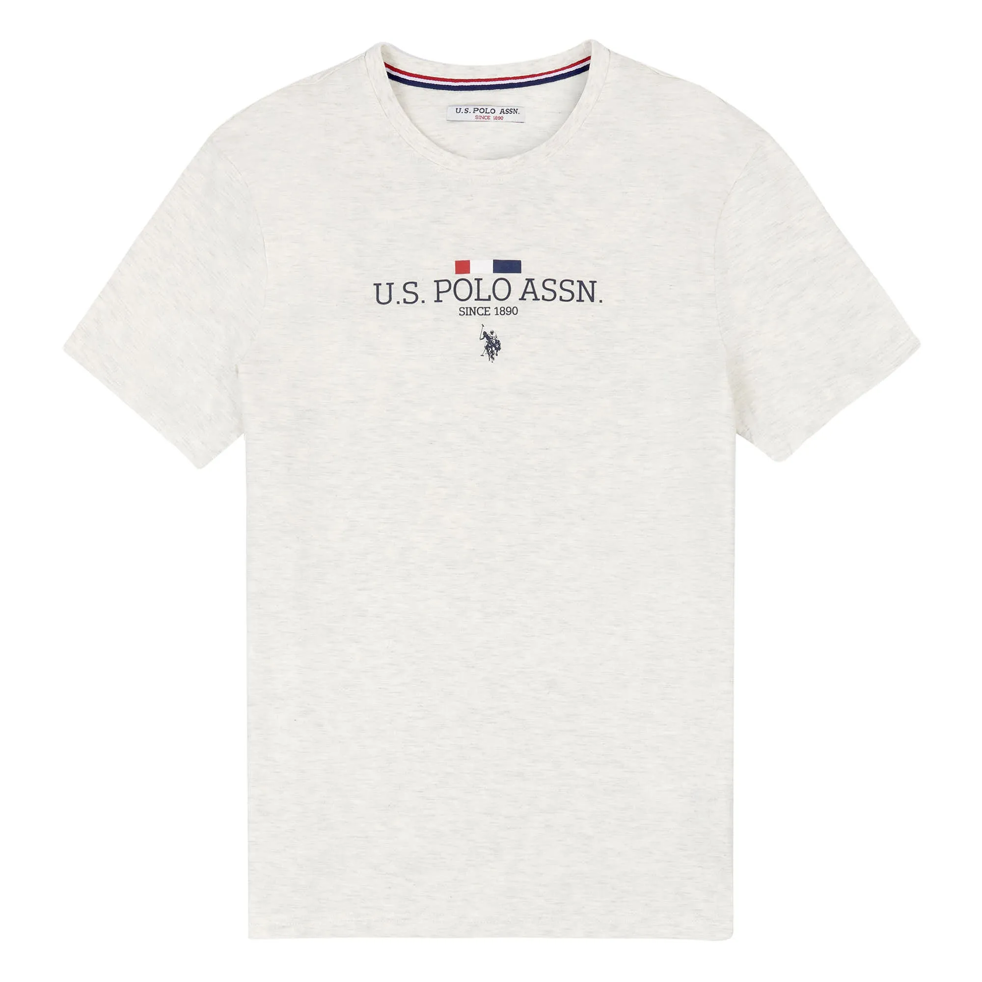 Mens Stacked Heritage T-Shirt in Light Grey Marl