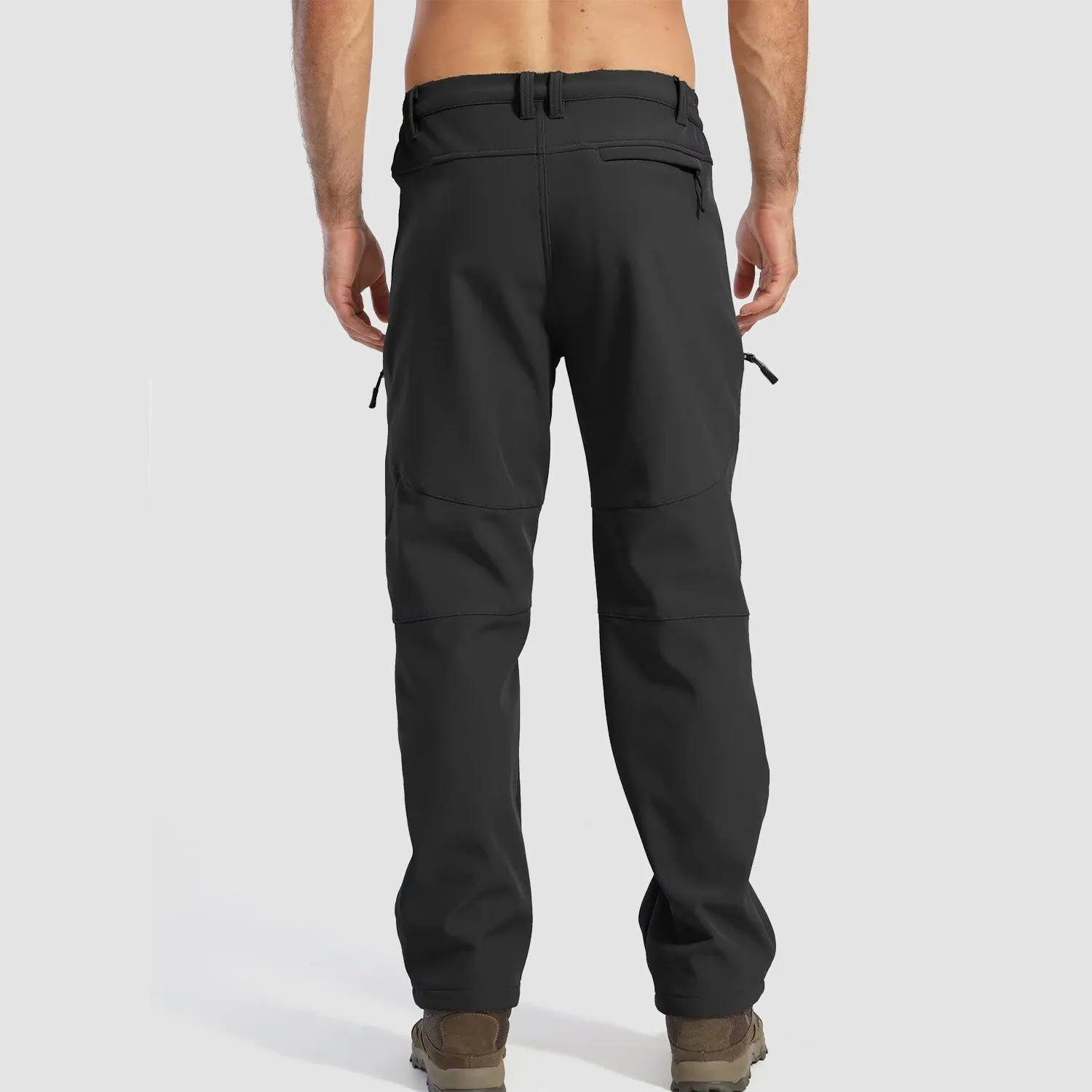 Men's Winter Snow Softshell Pants with 5 Zipper Pockets Water Resistant Fleece Lined Hiking Pants