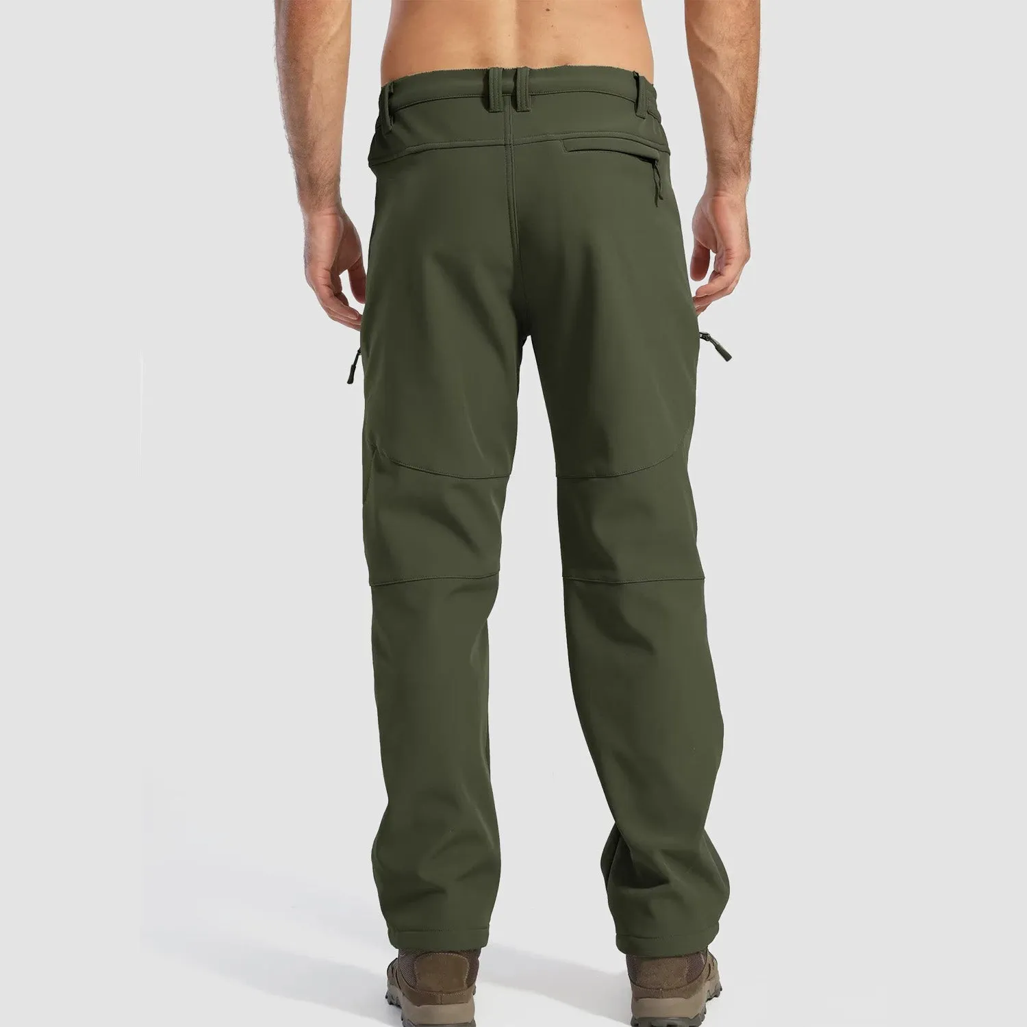 Men's Winter Snow Softshell Pants with 5 Zipper Pockets Water Resistant Fleece Lined Hiking Pants