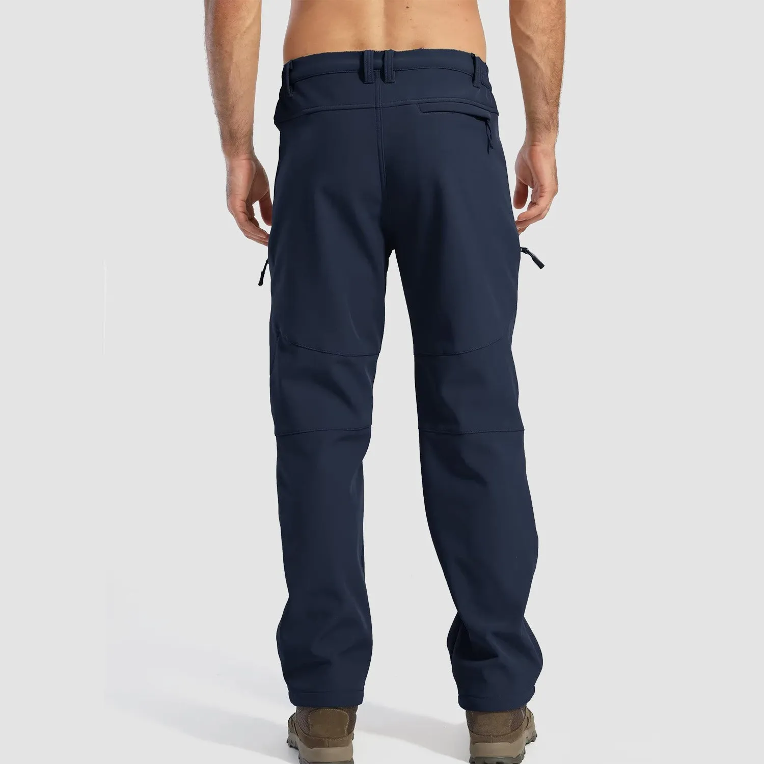 Men's Winter Snow Softshell Pants with 5 Zipper Pockets Water Resistant Fleece Lined Hiking Pants