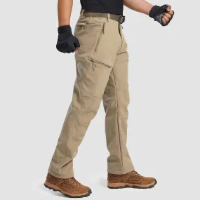 Men's Winter Snow Softshell Pants with 5 Zipper Pockets Water Resistant Fleece Lined Hiking Pants