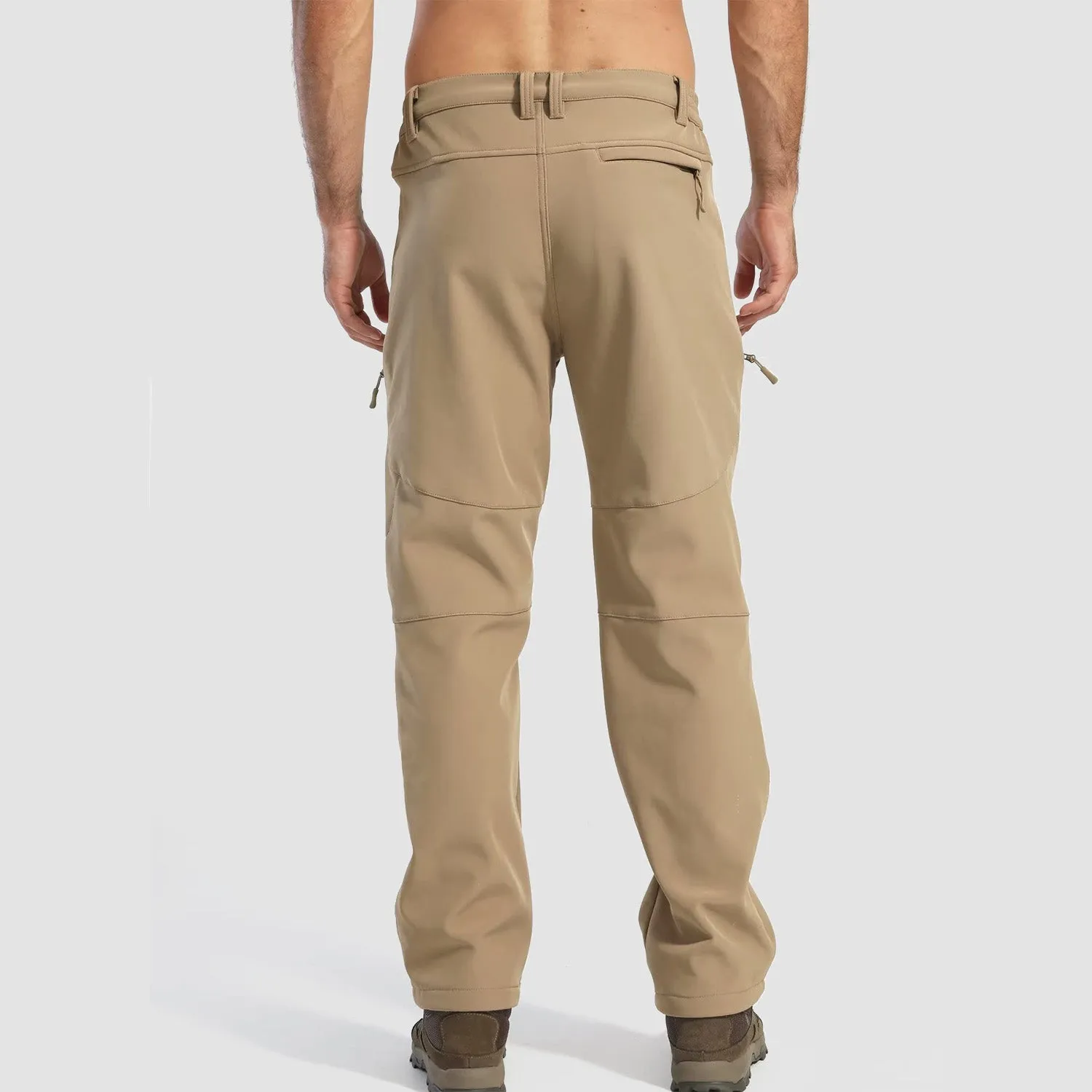 Men's Winter Snow Softshell Pants with 5 Zipper Pockets Water Resistant Fleece Lined Hiking Pants