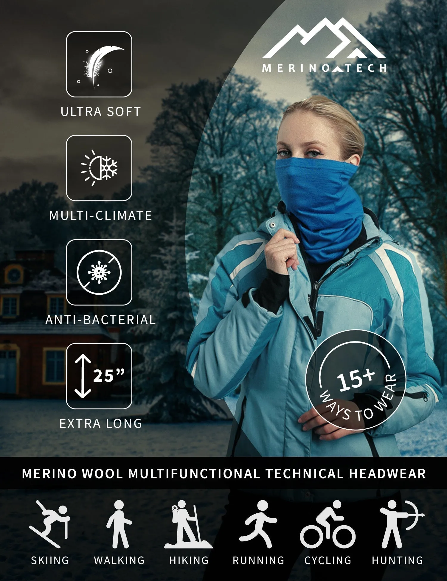Merino Neck Gaiter 165 Olive Grove