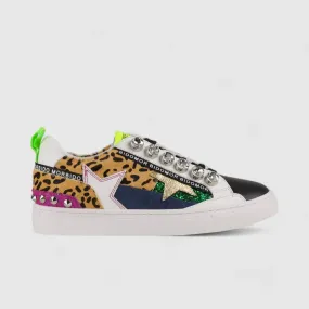 Morbido Ladies Leather Statement Sneakers Black BIL011