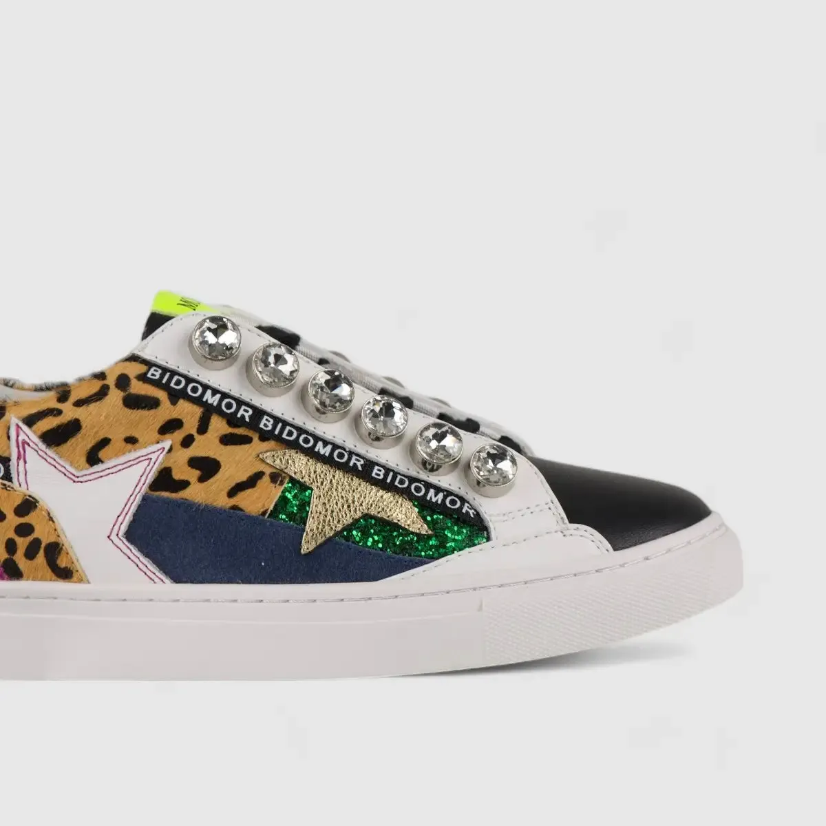 Morbido Ladies Leather Statement Sneakers Black BIL011