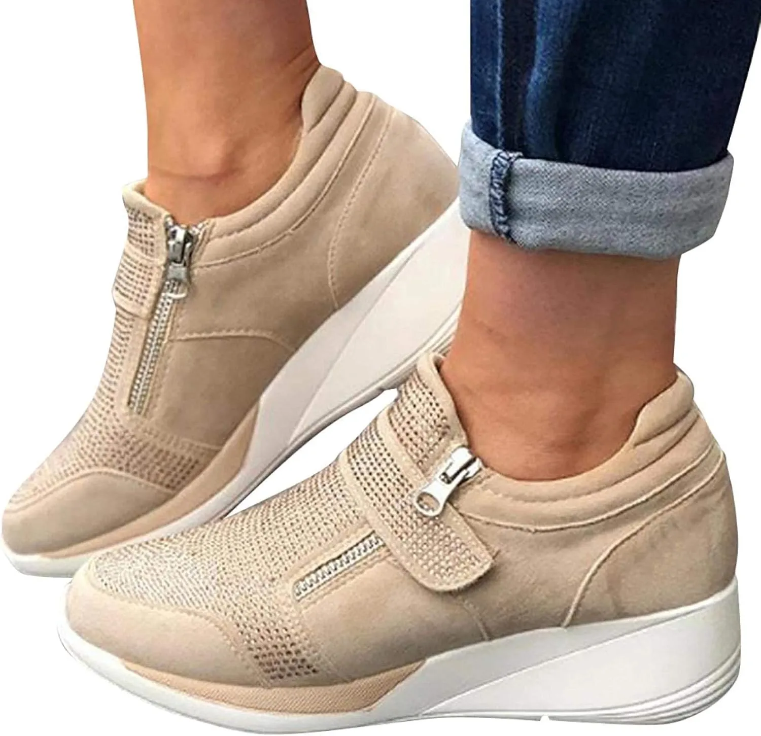 NEW Orthopedic & Breathable Women's Walking Shoes - Correct Posture & Balance Feet with Comfy and Elegant Lightweight Rhinestone Sneakers, Sz 8
