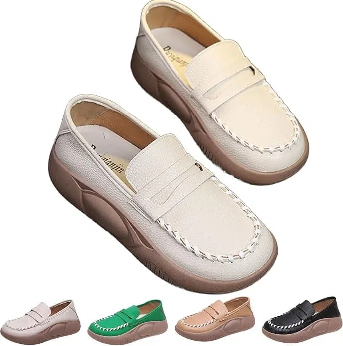 NEW OSEVIO Lurebest Shoes for Women, Lurebest Orthopedic Walking Shoes for Women, Platform Loafers Slip-On Comfort Walking Shoes, Beige, Sz 9