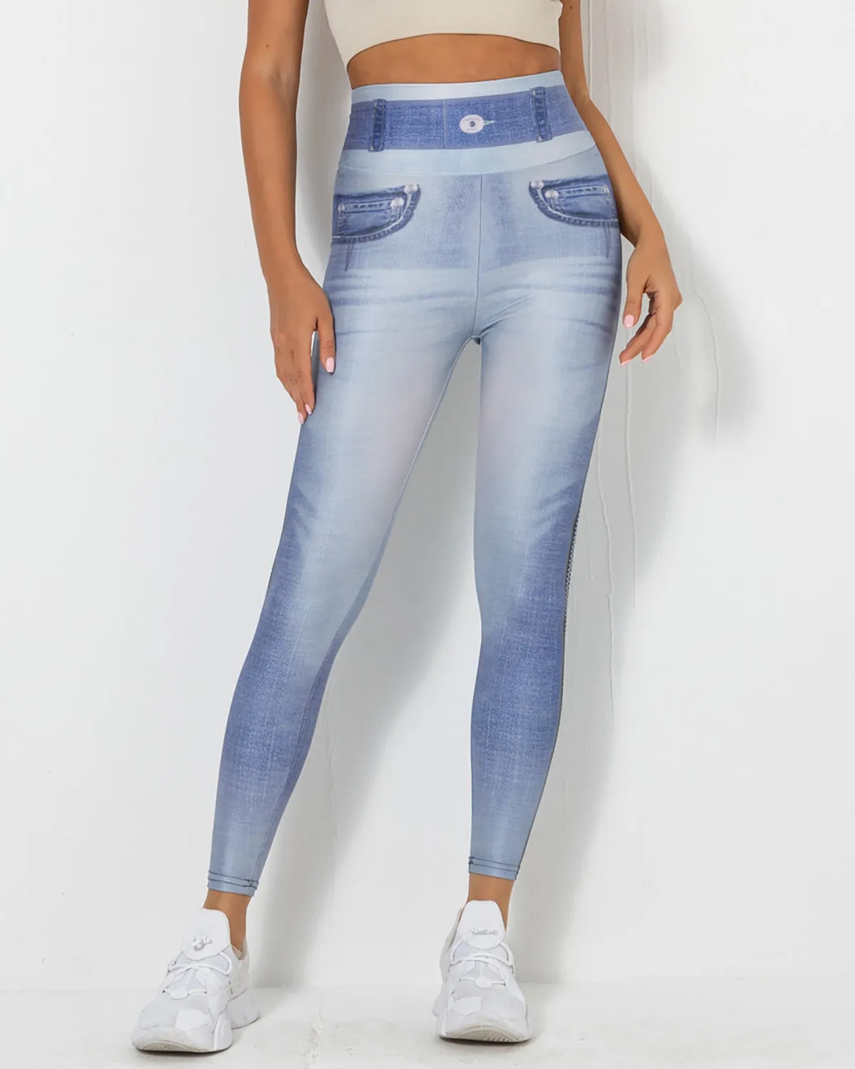 Normani Faux Denim Scrunch Leggings - Hot Pants