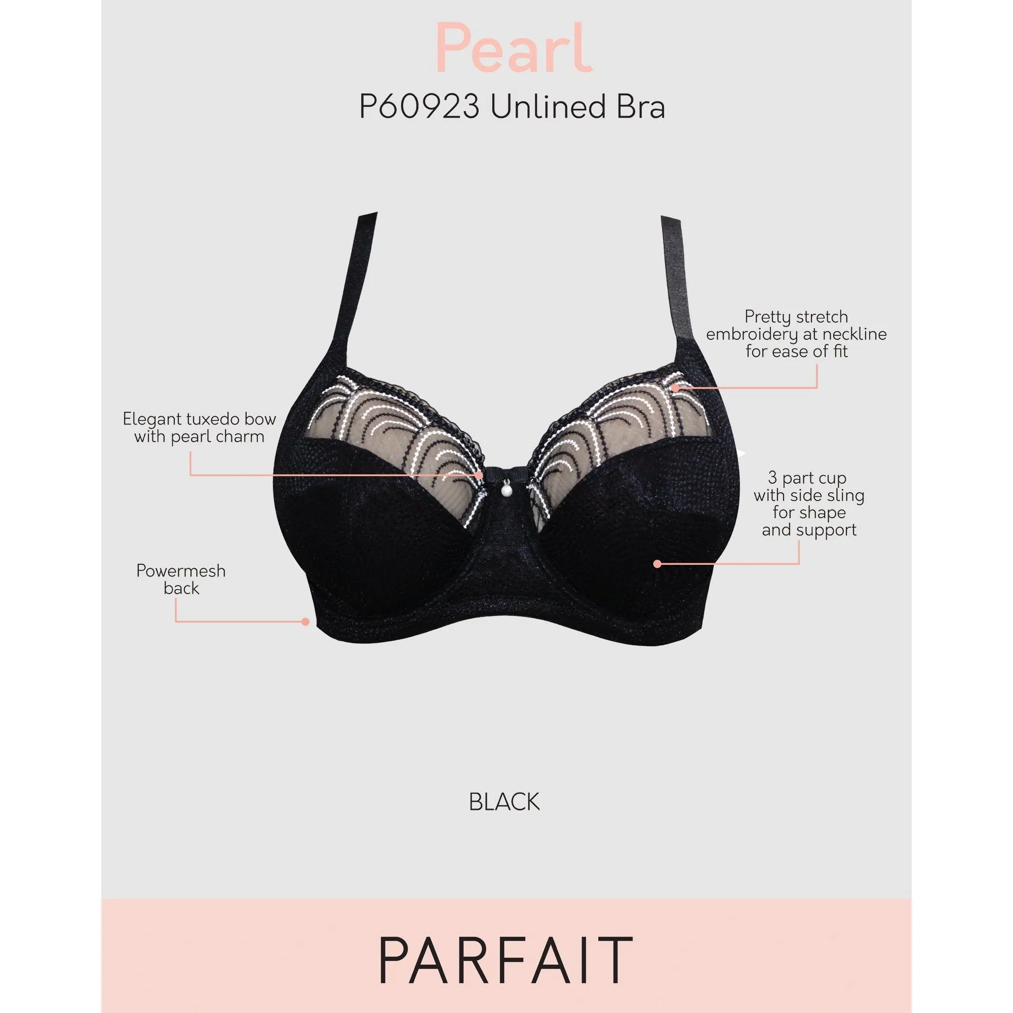 Pearl Wired Unlined Full Bust Bra With Embroidery